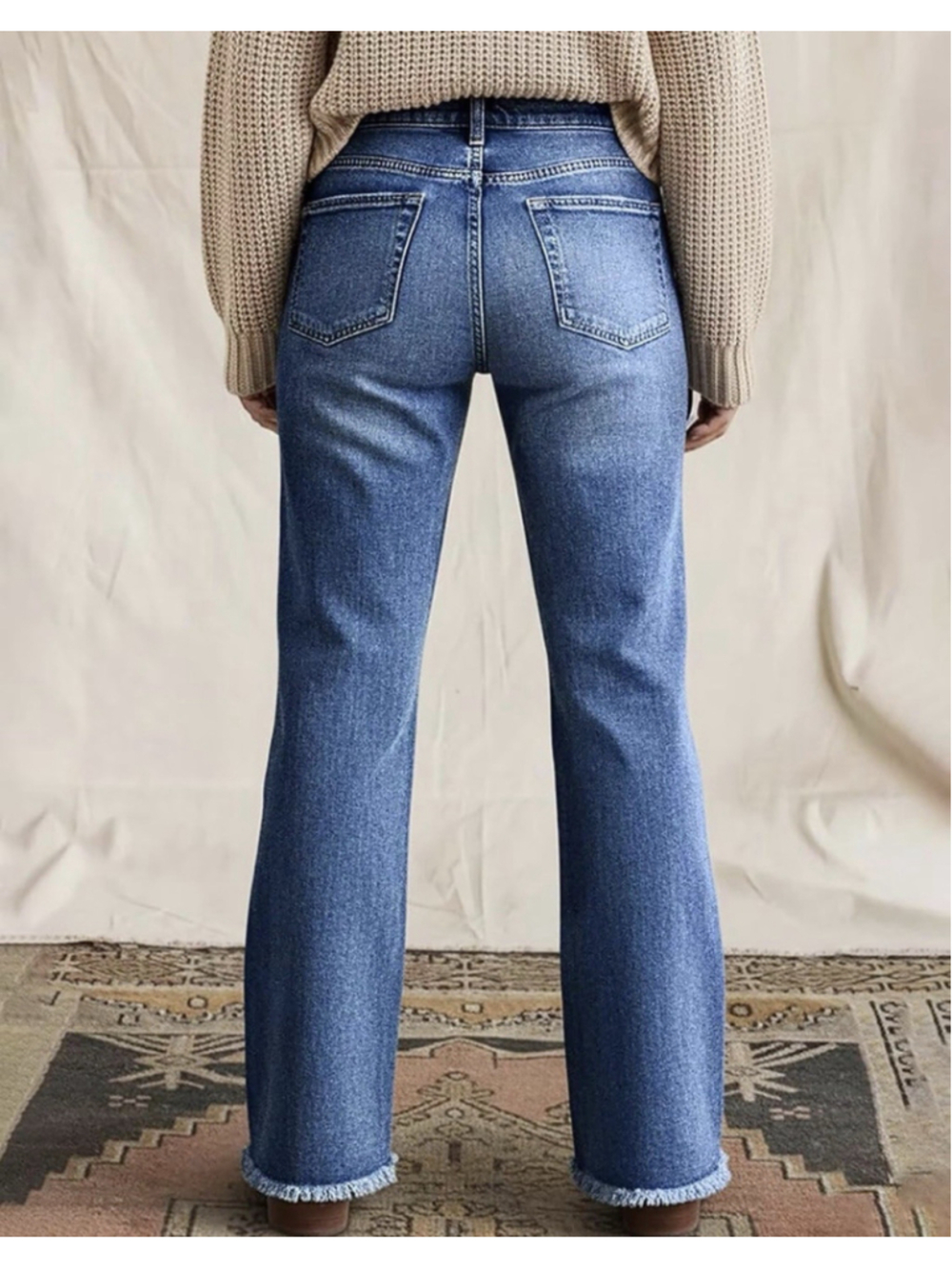 Flamingal Low Rise Straight Leg Wide Leg Baggy Jeans Women Stretch Boyfriend XL - Picture 2 of 8
